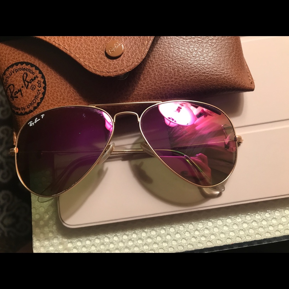 Authentic Ray ban pink aviator sunglasses